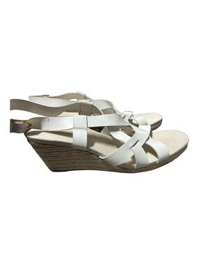 Cole Haan White Crystal Espadrille Wedge Sandals - Sz 10